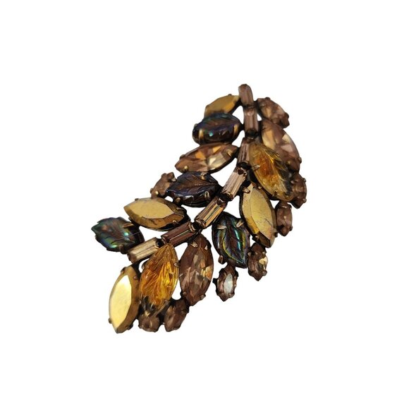 Vintage Signed Regency Molded & Metallic Glass Brooch (A4368) - Picture 3 of 6